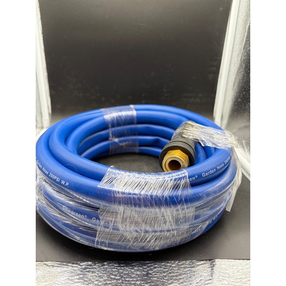 Sowgreen Hybrid Garden Hose Blue Heavy Duty 200 PSI 360 Rotating Sleeve New